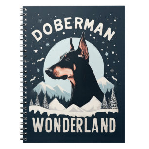 Caderno Espiral Doberman Wonderland - Tema de Neve do Cachorro