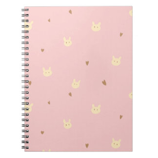 Caderno Espiral Doce Coelho & Corações Padrão Sem Costura – Fofo R
