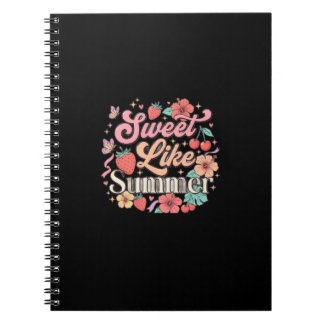 Caderno Espiral Doce Como Verão Cute Morango Cereja Floral Wo