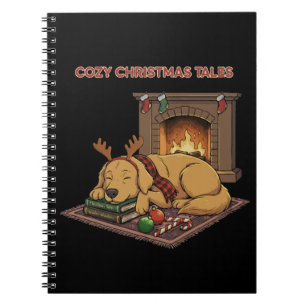 Caderno Espiral Doce Conto de Natal Cute Cachorro Retriever Dour