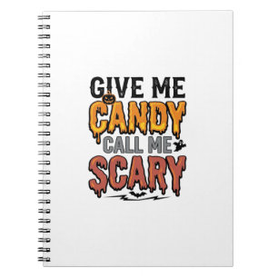 Caderno Espiral Doce de Halloween Me Dê Doce Me Ligue Assustador_1