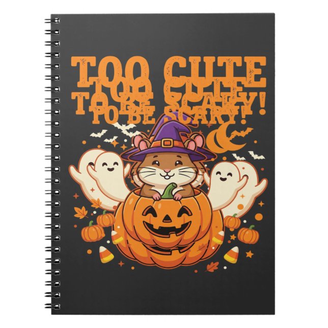 Caderno Espiral Doce Design de Fantasma de Abóbora de Hamster de H (Frente)