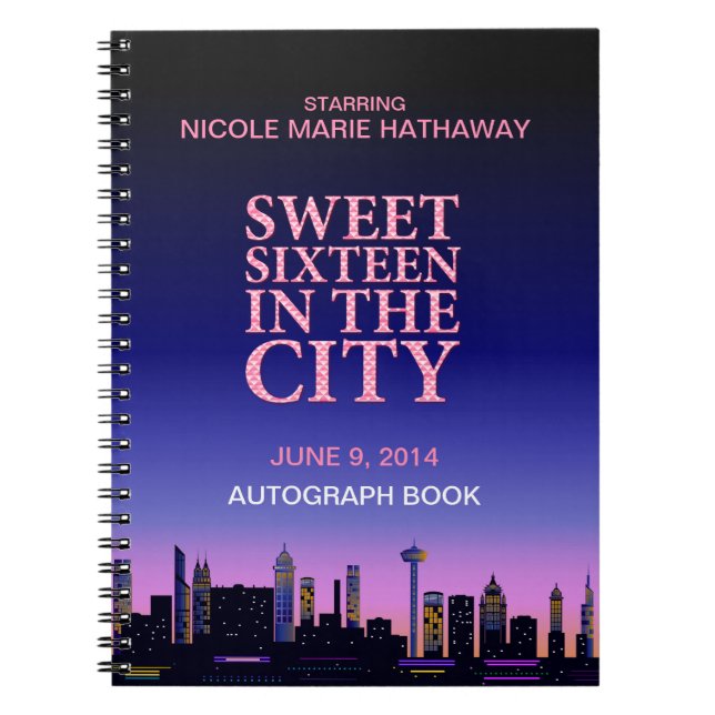 Caderno Espiral Doce dezesseis memórias autógrafos do aniversário (Frente)