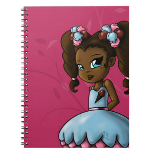 Caderno Espiral Doce garota e Sorvete afro-americana