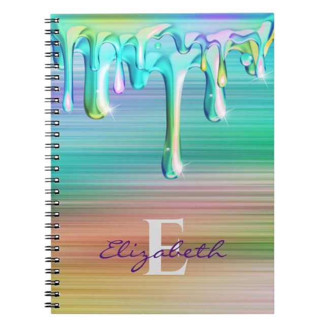 Caderno Espiral Doce Gradiente de Metal Escovado Pingos de Sorvete (Frente)