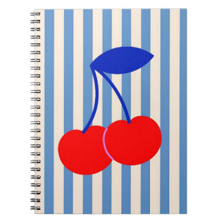 Caderno Espiral Doce Listrado de Cereja Retro
