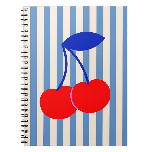 Caderno Espiral Doce Listrado de Cereja Retro (Frente)