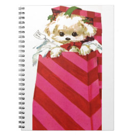 Caderno Espiral Doce Natais vintages Puppy Bichon Lhasa Maltês