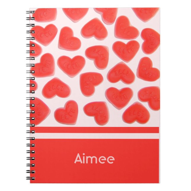 Caderno Espiral Doces Corações Rosa 'Seu Nome' notebook (Frente)