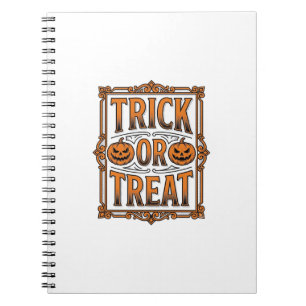 Caderno Espiral Doces ou Travessuras de Halloween Abóboras Caveira