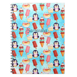 Caderno Espiral Doces para Sorvetes de pinguim