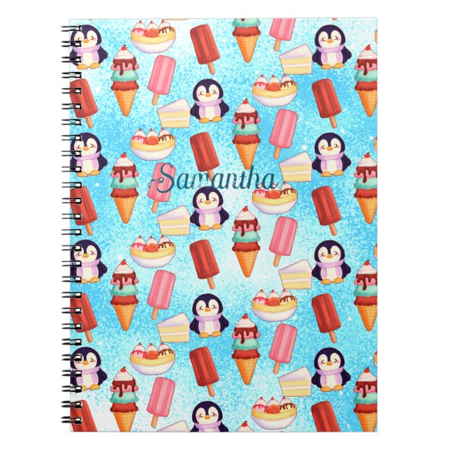 Caderno Espiral Doces para Sorvetes de pinguim (Frente)