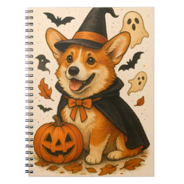Caderno Espiral Docinho Halloween - Corgi Pumpkin, Corgi Adorável