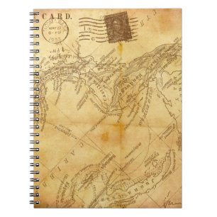 Caderno Espiral Documento de fundo do mapa de vinhetas