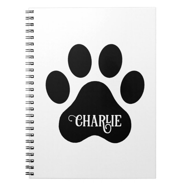 Caderno Espiral Dog Paw Name Silhouette Design (Frente)