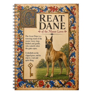 Caderno Espiral Dogue Alemão, Arte do Bestiário Medieval