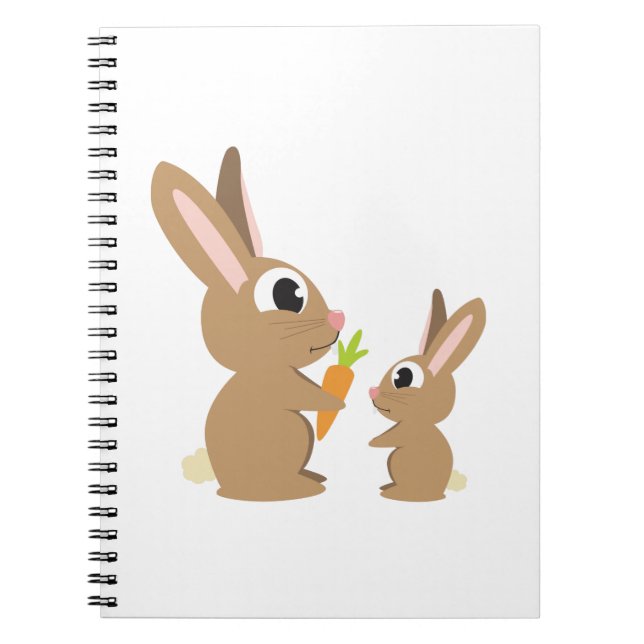 Caderno Espiral Dois Coelhos Cujos Compartilham Cenoura (Frente)