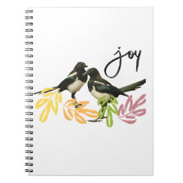 Caderno Espiral "Dois pela Alegria" - Duas Magpies com sotaque flo