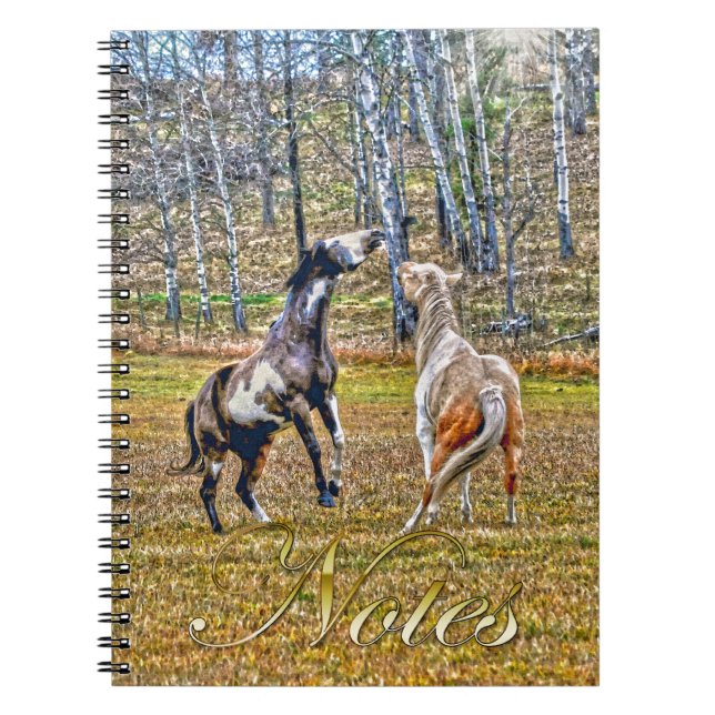 Caderno Espiral Dois Pinto Pintor Cavalos de Equina Design (Frente)