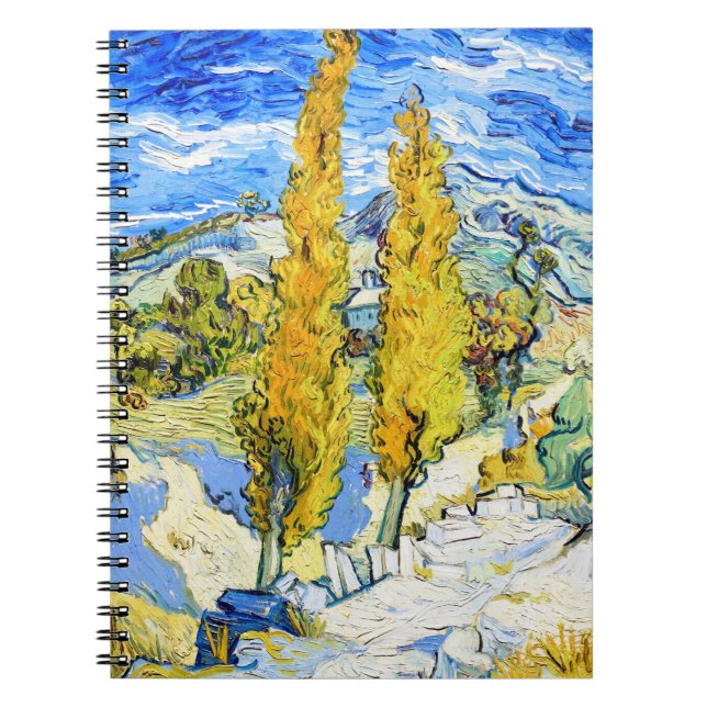 Caderno Espiral Dois Poplars em Hill Vincent van Gogh (Frente)