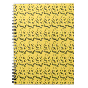Caderno Espiral dolar dourado
