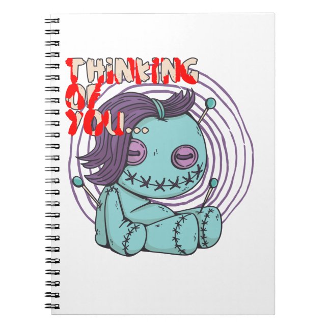 Caderno Espiral Doll Voodoo pensando em você (Frente)