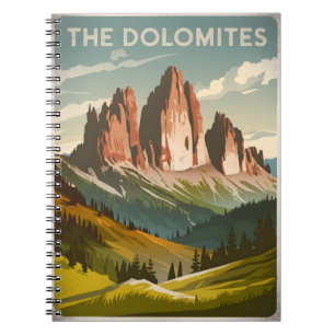 Caderno Espiral Dolomites, Itália vintage