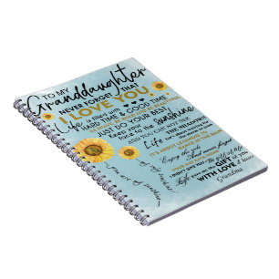 Caderno Espiral Dom De Girassol Para Minha Neta