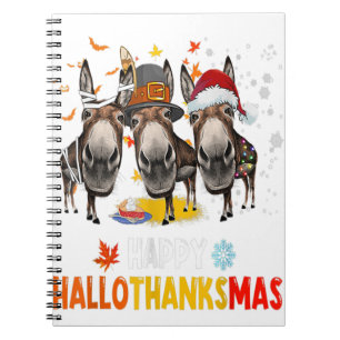 Caderno Espiral Donkey Happy HalloObrigadoMas Dia das Bruxas Ação