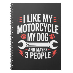 Caderno Espiral Dono de Cachorro de Motocicleta Humor