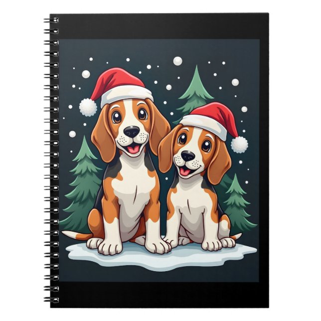 Caderno Espiral Dono de Cachorros de Natal Beagle Feriado de Natal (Frente)