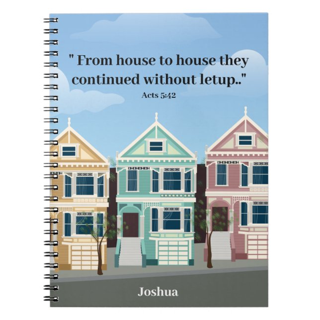 Caderno Espiral Dons pioneiros JW Atos 5:42 personalizados (Frente)