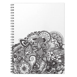 Caderno Espiral Doodle abstrato da caneta e da tinta