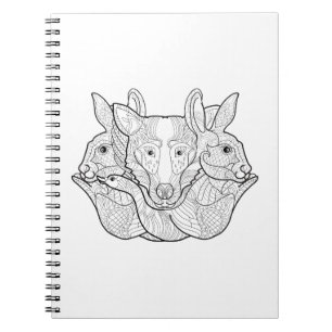 Caderno Espiral Doodle animal do grupo