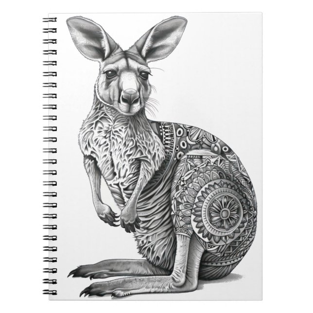Caderno Espiral Doodle art Kangaroo (Frente)