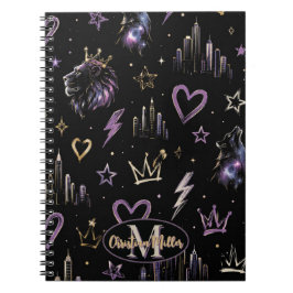 Caderno Espiral Doodle Cósmico Personalizado de Grafite Urbana