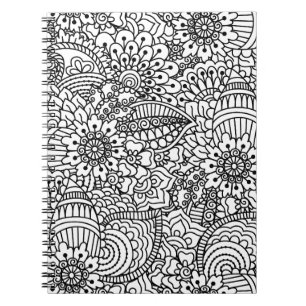 Caderno Espiral Doodle da flor