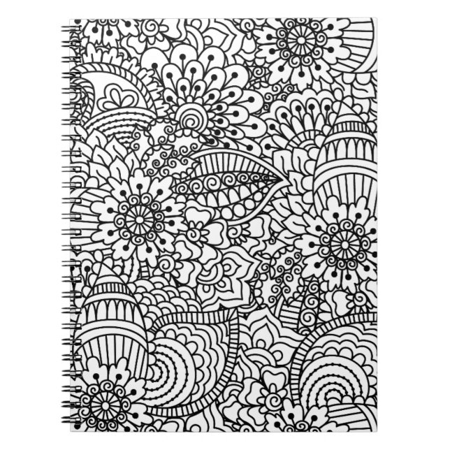 Caderno Espiral Doodle da flor (Frente)