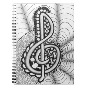 Caderno Espiral Doodle da música do Clef de triplo