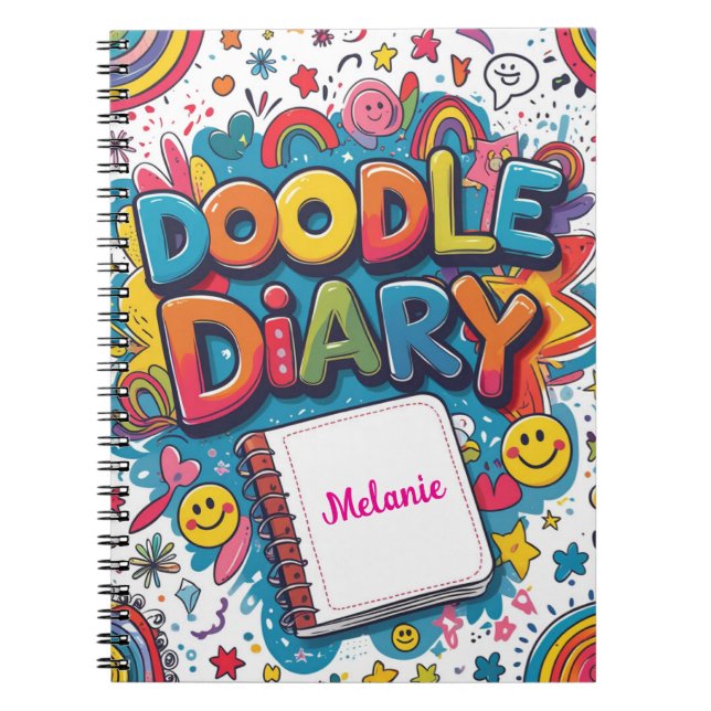 Caderno Espiral Doodle Diary – Personalizado Divertido e Criativo  (Frente)