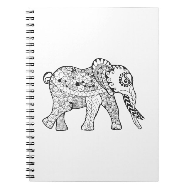 Caderno Espiral Doodle do elefante (Frente)