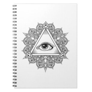Caderno Espiral Doodle do símbolo da pirâmide do olho