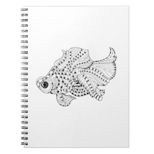 Caderno Espiral Doodle dos peixes