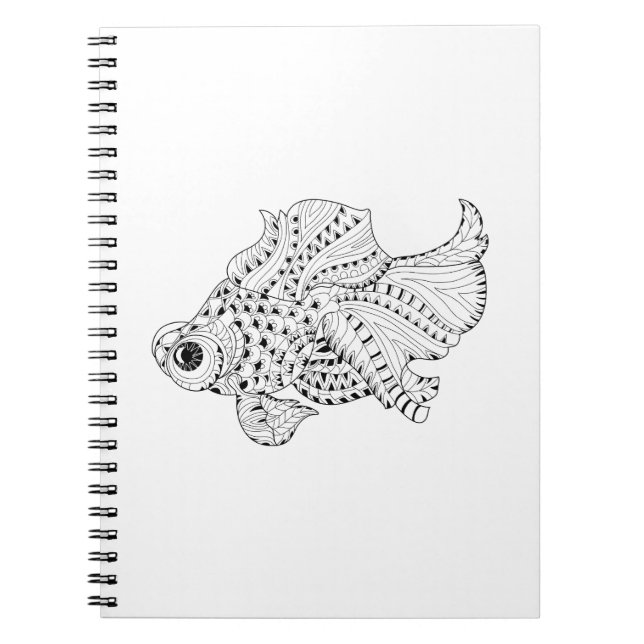 Caderno Espiral Doodle dos peixes (Frente)