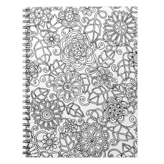 Caderno Espiral Doodle floral étnico (Frente)