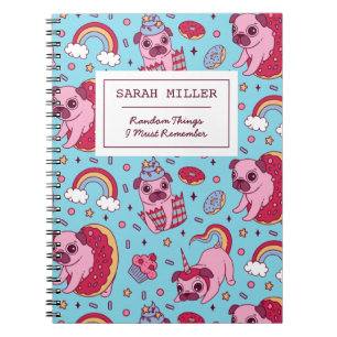 Caderno Espiral Doodle Padrão Personalizado Dessert Doce