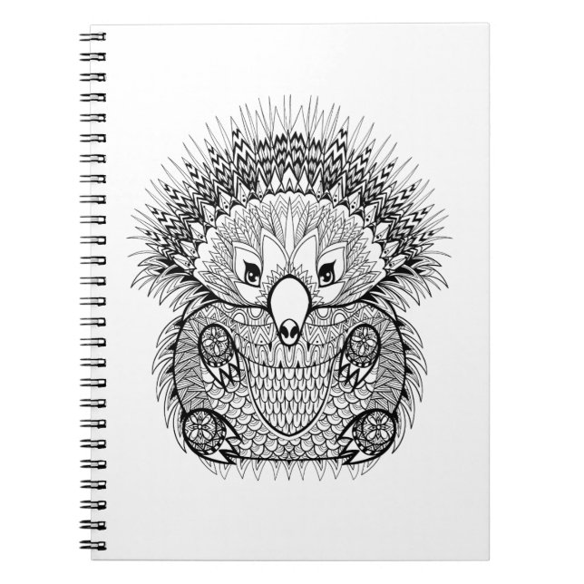 Caderno Espiral Doodle tirado mão do Echidna (Frente)