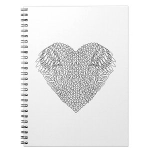Caderno Espiral Doodle voado do coração