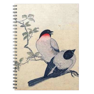 Caderno espiral dos passarinhos japoneses do