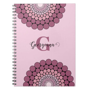 Caderno Espiral Dot Floral Rosa Radiante Personalizado Dusky Manda